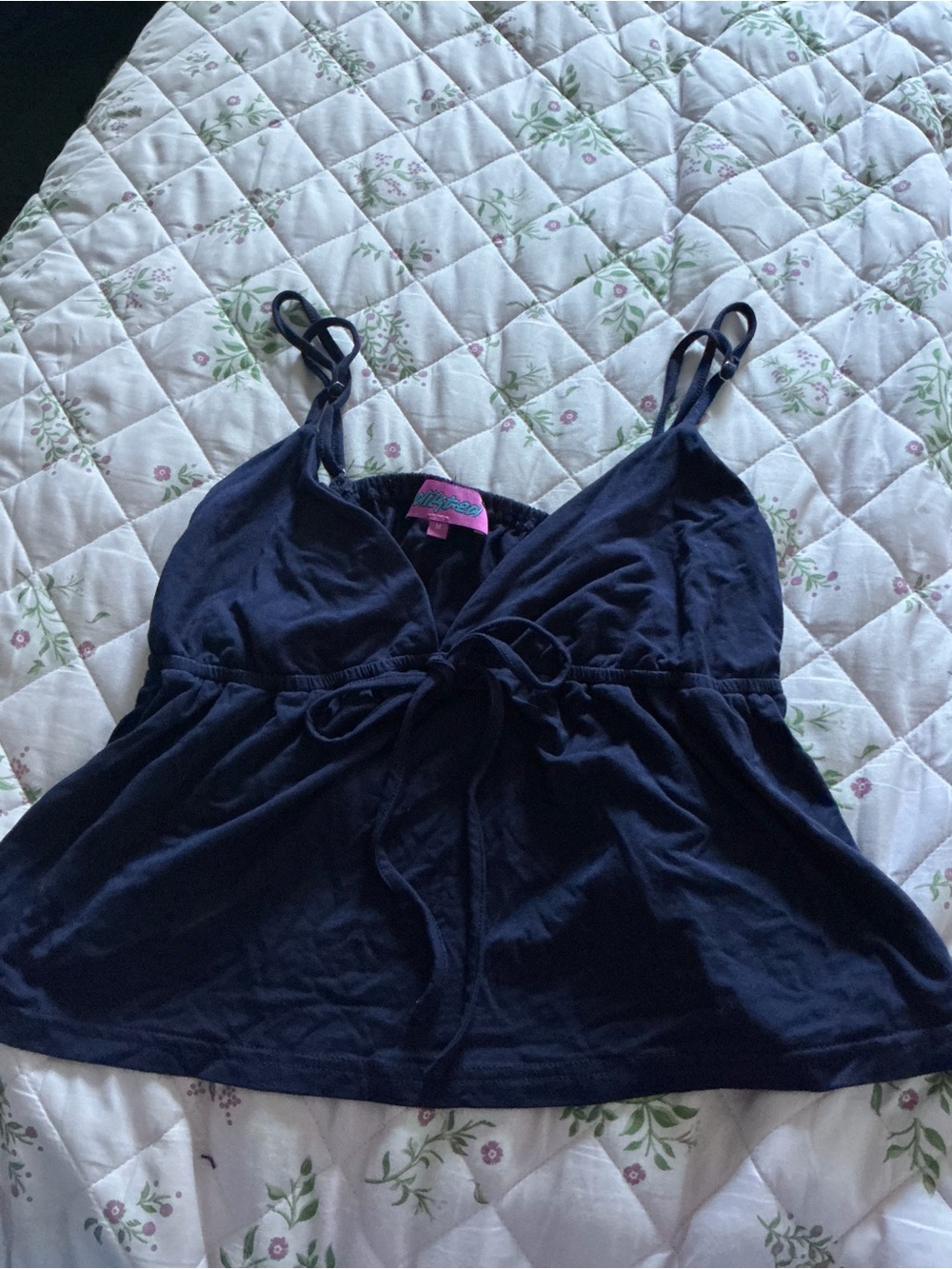 Edikted Navy Tie-Front Spaghetti Strap Camisole Top